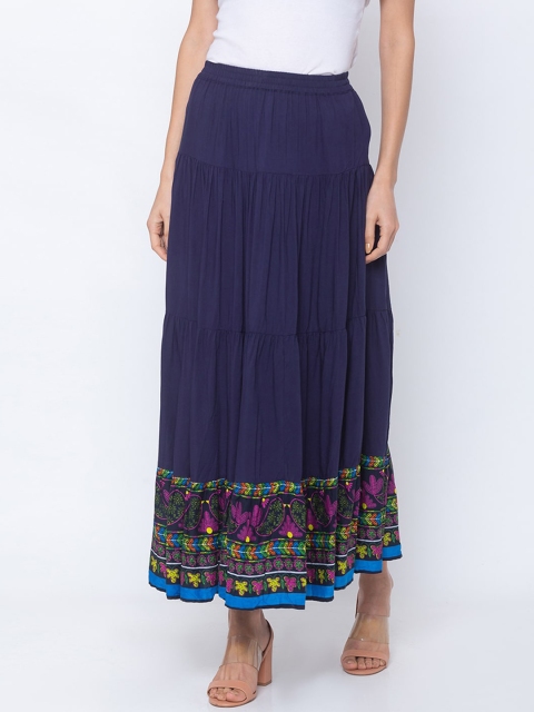 

Globus Women Blue & Pink Printed Flared Maxi Skirt