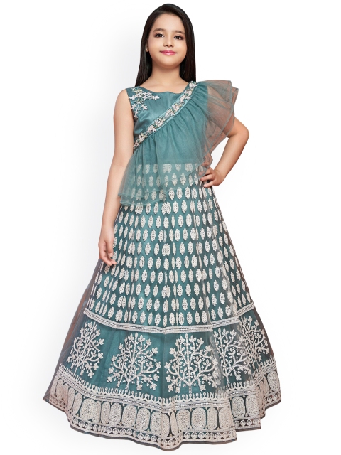 

BETTY Girls Teal Green & Silver Embellished Maxi Dress