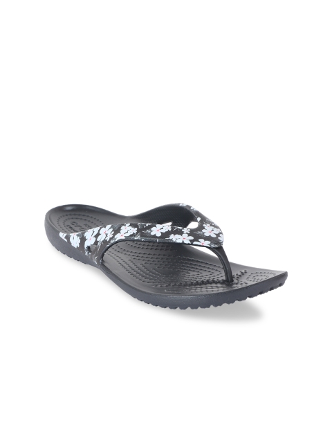 

Crocs Women Black & White Printed Kadee II Seasonal Thong Flip-Flops