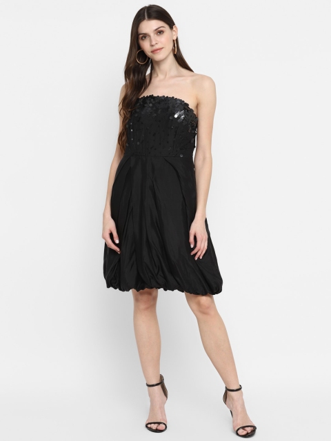 

TRENDY DIVVA Women Black Embellished Fit and Flare Dress