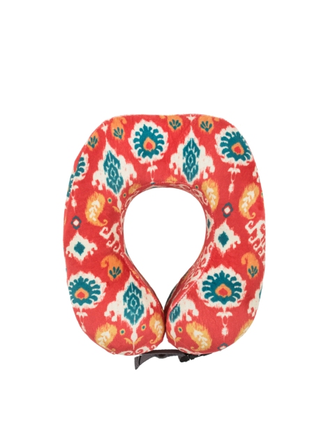 

Chumbak Unisex Orange & Teal Green Ikat Printed Travel Neck Pillow