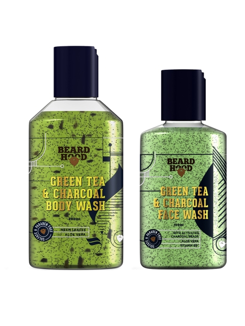 

Beardhood Set of 2 Green Tea & Charcoal Face Wash & Body Wash