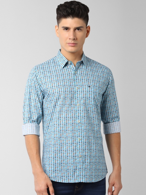 

Peter England Men Blue & Brown Ethnic Motifs Print Casual Shirt