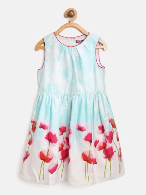 

Nauti Nati Girls Blue & White Floral Print A-Line Dress