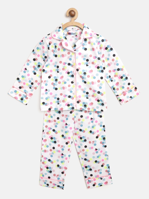 

Nauti Nati Girls Multicoloured Dot Print Night Suit, Multi