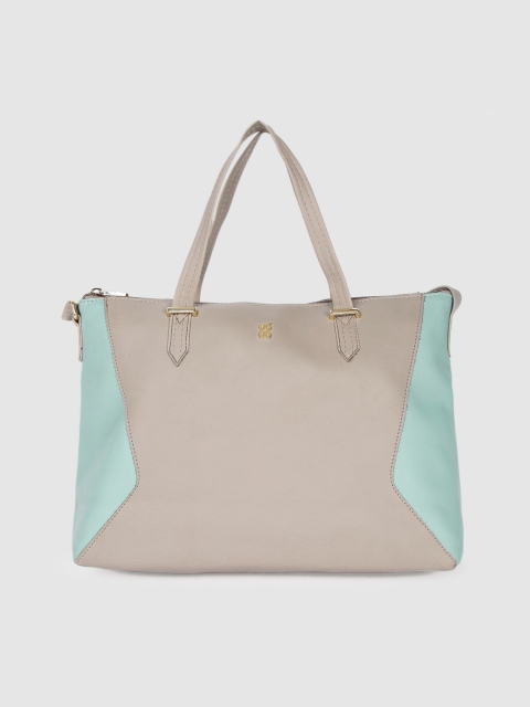 

Baggit Tan-Brown & Turquoise Blue Colourblocked Handheld Bag