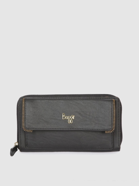 

Baggit Women Black Solid Zip Around Wallet