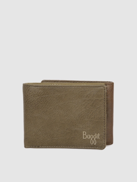 

Baggit Men Brown Solid Three Fold Wallet