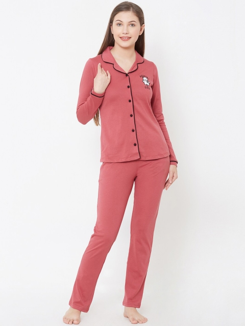 

Sweet Dreams Women Peach-Coloured Solid Night Suit