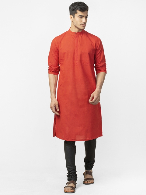 

Fabindia Men Red Solid Slim Fit Straight Kurta