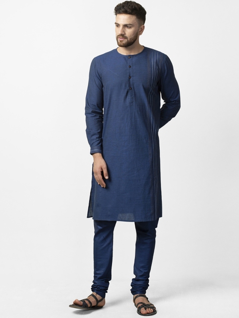 

Fabindia Men Navy Blue Solid Straight Kurta