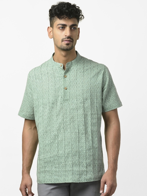 

Fabindia Men Green Printed Straight Kurta