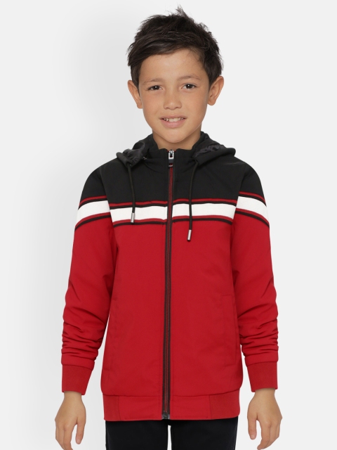 

Monte Carlo Boys Red & Black Colourblocked Bomber Jacket with Detachable Hood