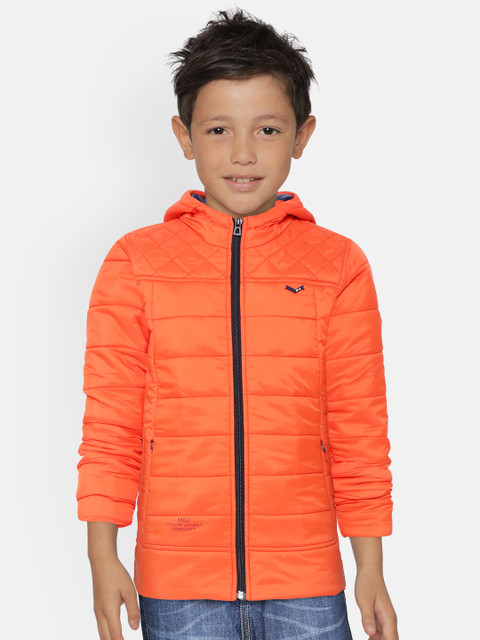 

Monte Carlo Boys Orange Solid Hooded Convertible Padded Jacket