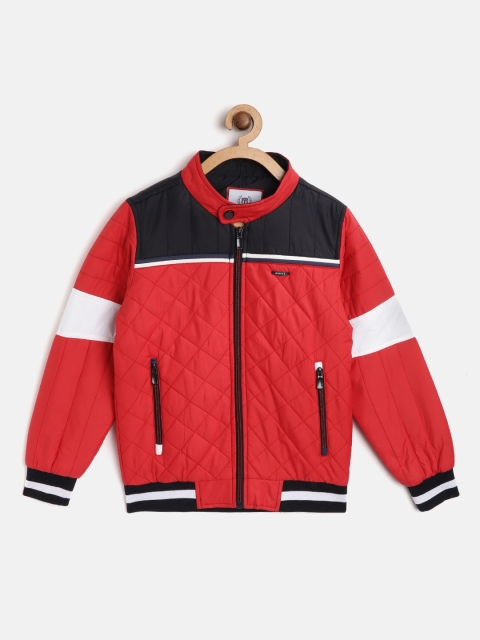 

Monte Carlo Boys Red Colourblocked Bomber Jacket with Quilted Detail