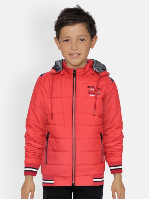 

Monte Carlo Boys Red Solid Bomber Jacket with Detachable Hood