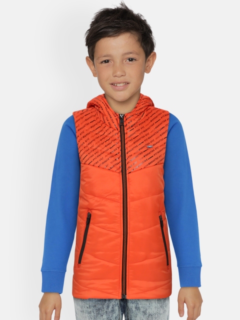 

Monte Carlo Boys Orange & Black Printed Hooded Padded Jacket