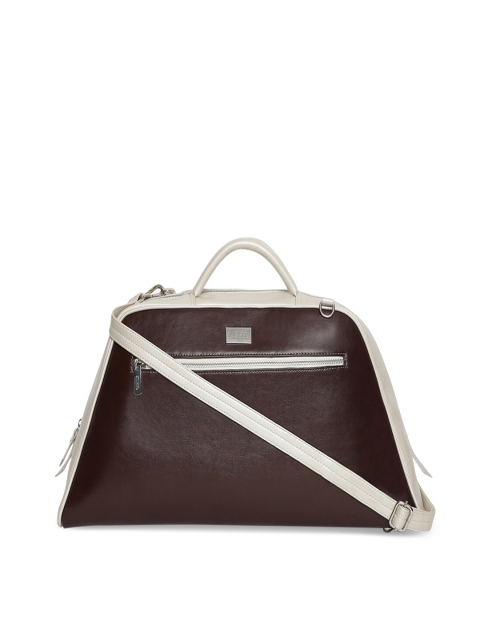 

KLEIO Women Brown & Off-White Colourblocked Duffel Bag