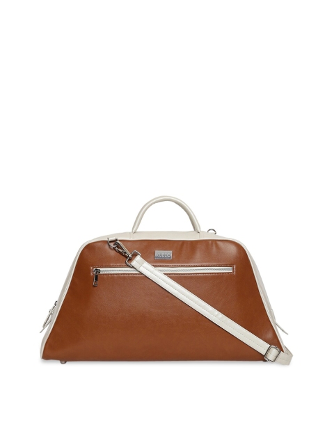 

KLEIO Women Tan Brown & White Colourblocked Duffel Bag