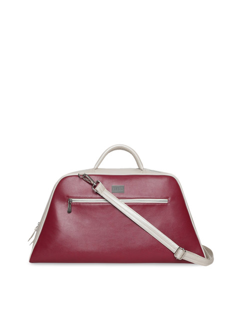 

KLEIO Women Maroon & Off-White Colourblocked Duffel Bag