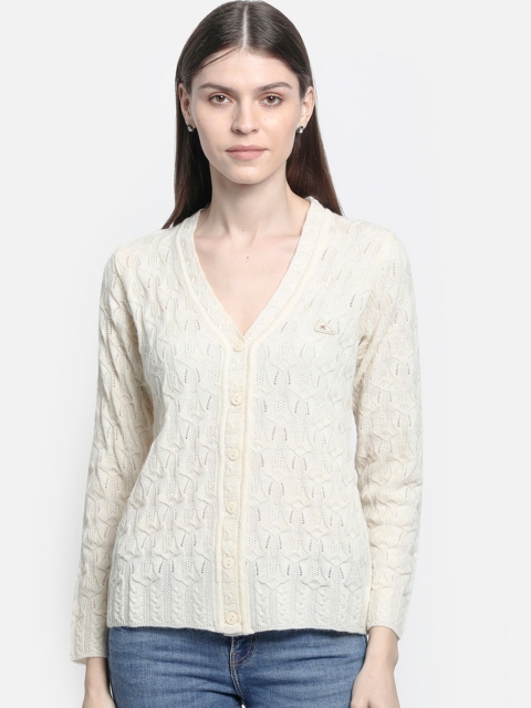 

Monte Carlo Women Off-White Solid Cardigan Sweater