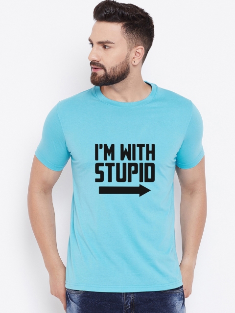 

wesquare Men Blue Printed Round Neck T-shirt