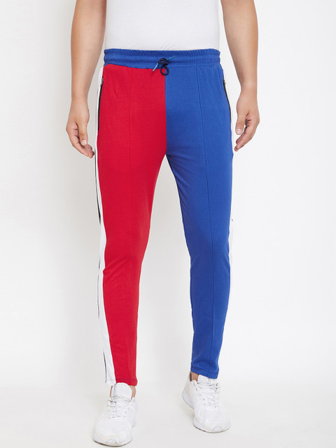 

CHROME & CORAL Men Blue & Black Colourblocked Joggers