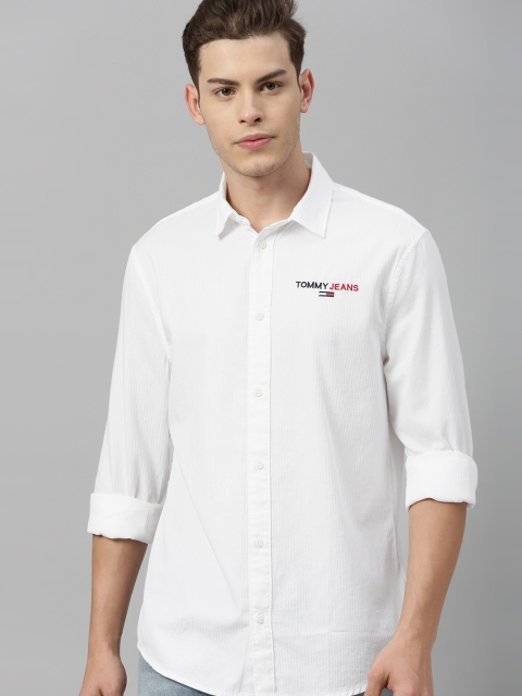 

Tommy Hilfiger Men White Slim Fit Self-Striped Casual Shirt