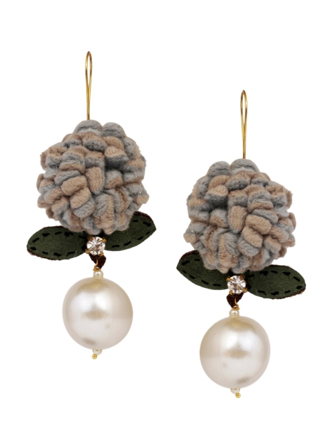 

DUGRISTYLE Grey & Green Contemporary Drop Earrings