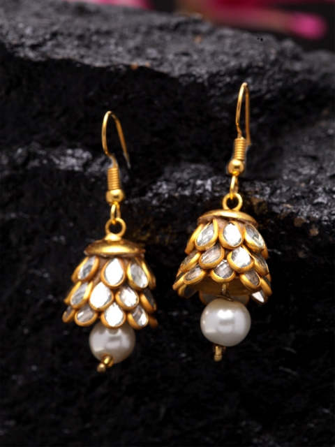 

DUGRISTYLE Gold-Plated Floral Jhumkas