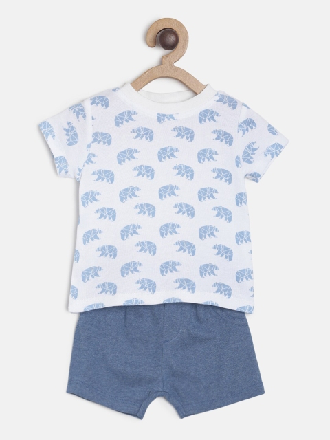 

MINI KLUB Infant Boys White & Blue Printed T-shirt with Shorts