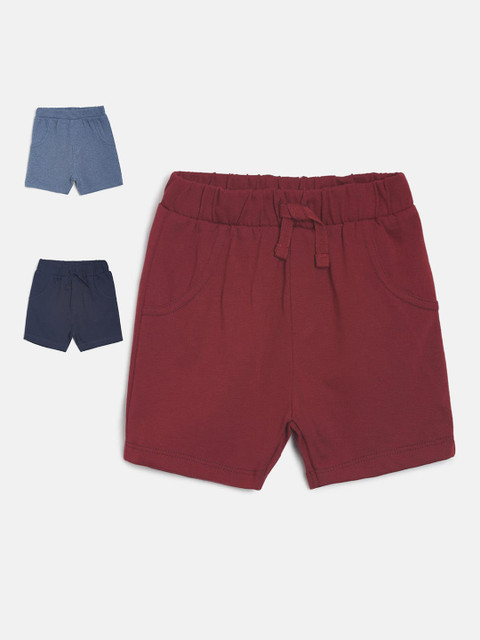 

MINI KLUB Boys Pack Of 3 Solid Regular Fit Shorts, Blue