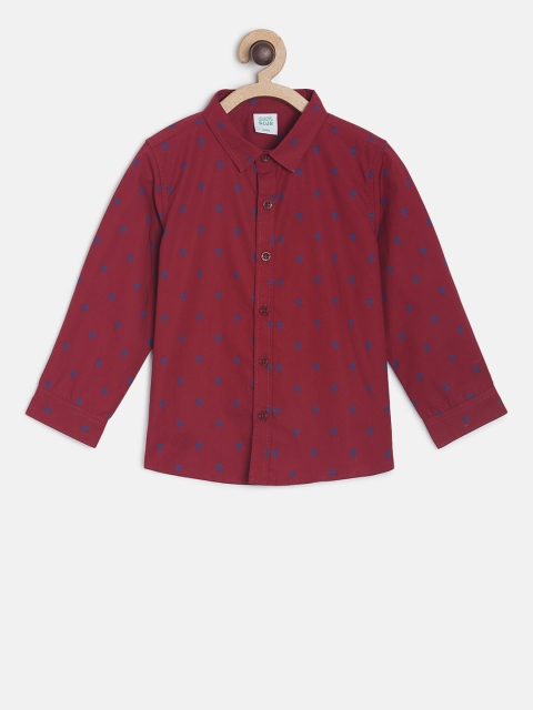 

MINI KLUB Boys Blue & Red Regular Fit Printed Casual Shirt