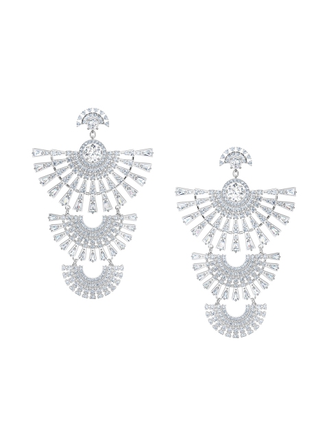 

SWAROVSKI Rhodium Plated White Sparkling Dance Dial Up Pierced Earrings