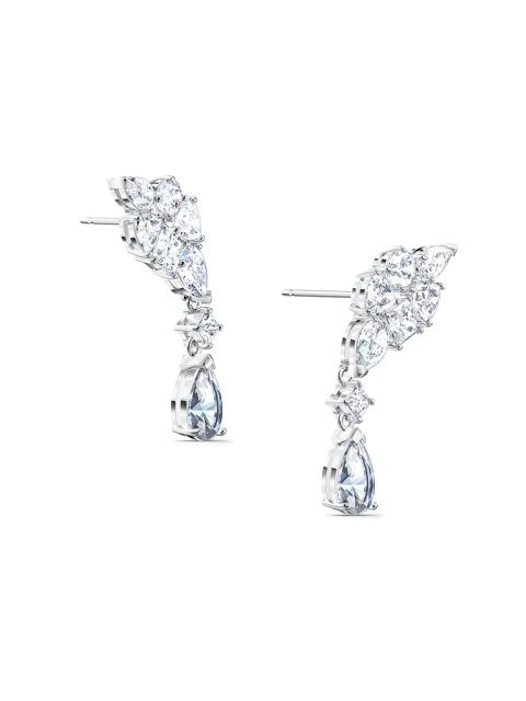 

SWAROVSKI White Rhodium Plated Tennis Deluxe Cluster Mixed Pierced Earrings