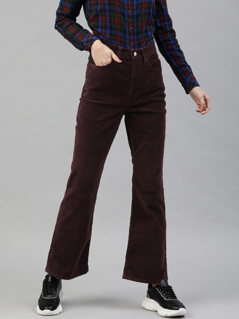 

Levis Women Maroon Flared Solid Ribcage Bootcut Corduroy Trousers