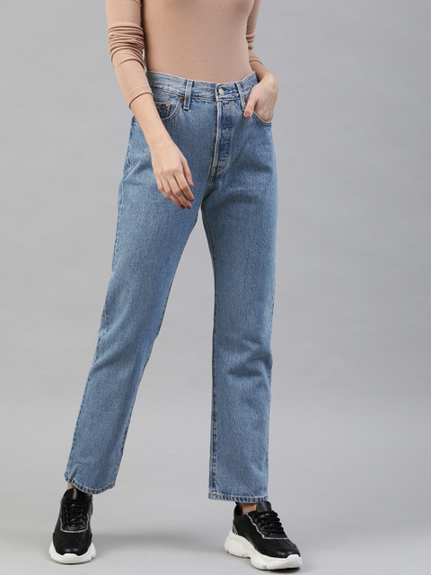 

Levis Women Blue 501 Original Fit High-Rise Clean Look Jeans