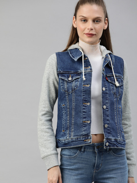 

Levis Women Blue Solid Denim Jacket