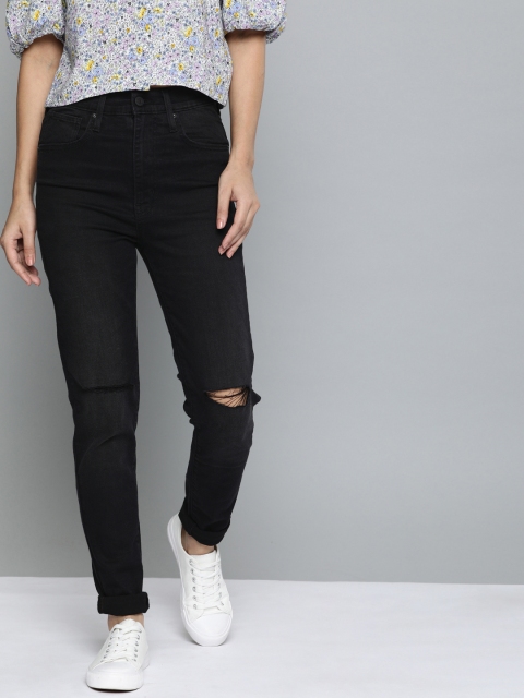 

Levis Women Black Mile Super Skinny Fit High-Rise Slash Knee Stretchable Jeans