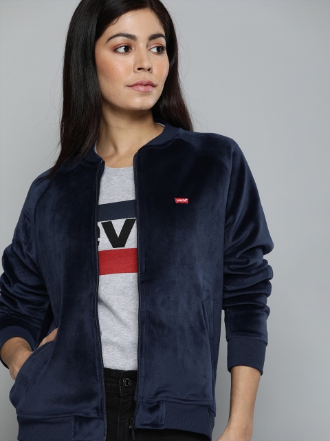 

Levis Women Navy Blue Solid Suede Finish Sweatshirt