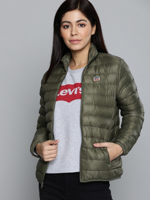 

Levis Women Olive Green Solid Packable Puffer Jacket