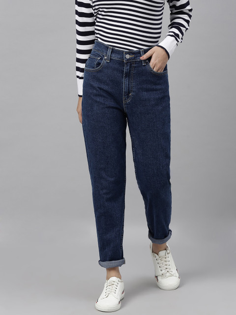 

Levis Women Blue Mom Fit High-Rise Clean Look Stretchable Sustainable Jeans
