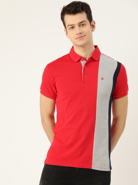

United Colors of Benetton Men Red Solid Polo Collar T-shirt