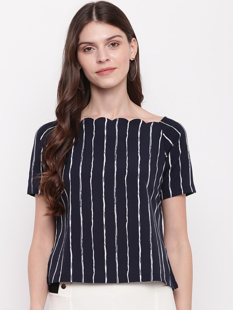 

Mayra Women Blue Striped Wrap Top