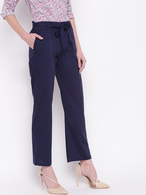 

Mayra Women Navy Blue Regular Fit Solid Parallel Trousers