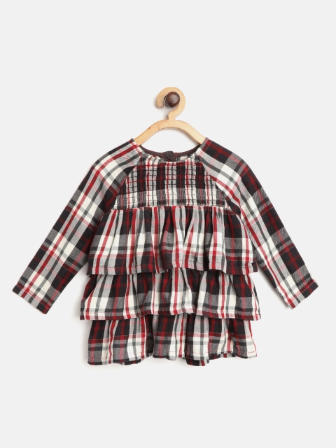 

Nauti Nati Girls Black & Off-White Checked Tiered A-Line Dress