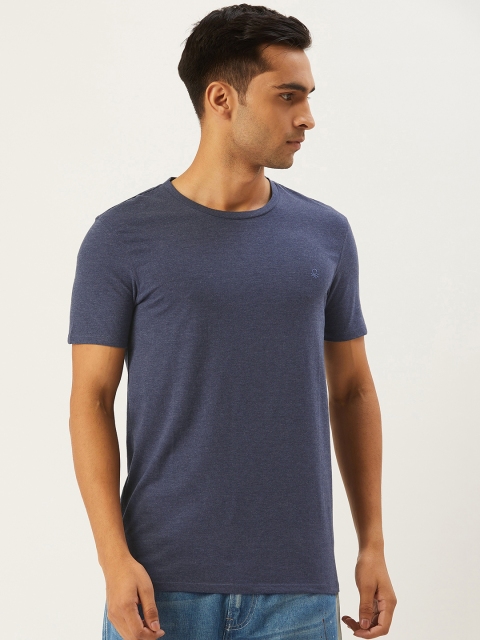 

United Colors of Benetton Men Navy Blue Solid Slim Fit Round Neck T-shirt
