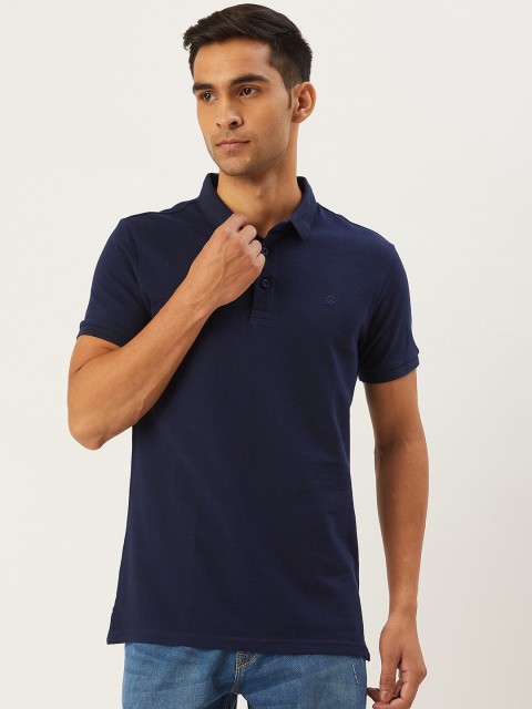 

United Colors of Benetton Men Navy Blue Solid Polo Collar T-shirt