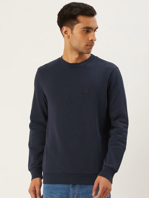 

United Colors of Benetton Men Navy Blue Solid Sweatshirt