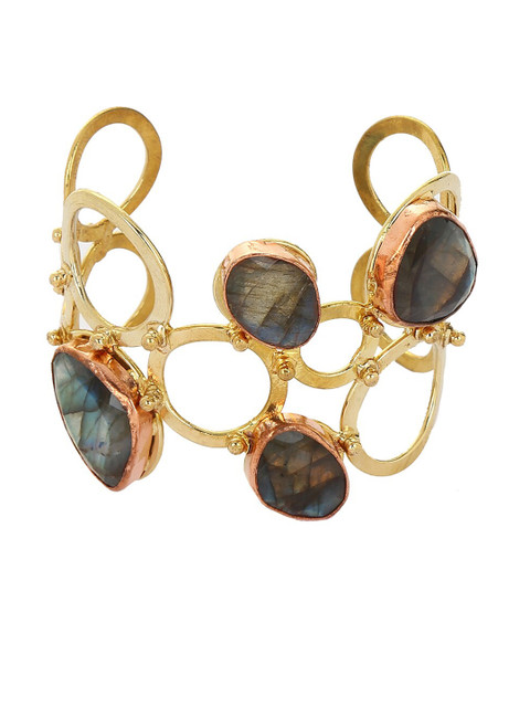 

ZeroKaata Gold & Gunmetal Labrodorite Cuff Bracelet